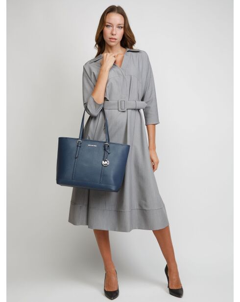 Sac fourre-tout en Cuir Jet Set Travel grand format Marine-43x29x16 cm