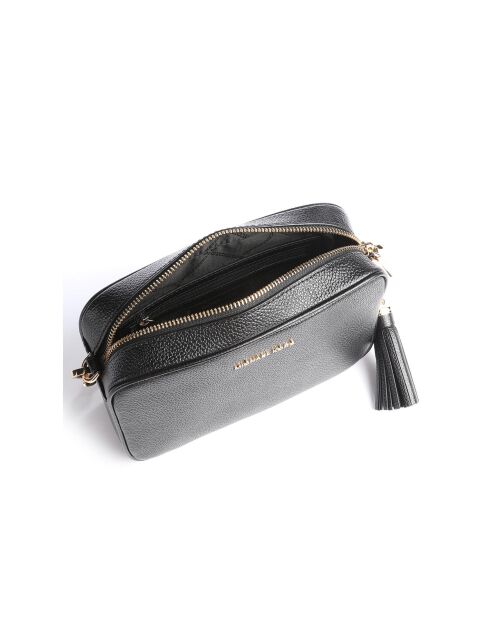 Middelgrote zwarte Jet Set leren schoudertas-21x14x6 cm