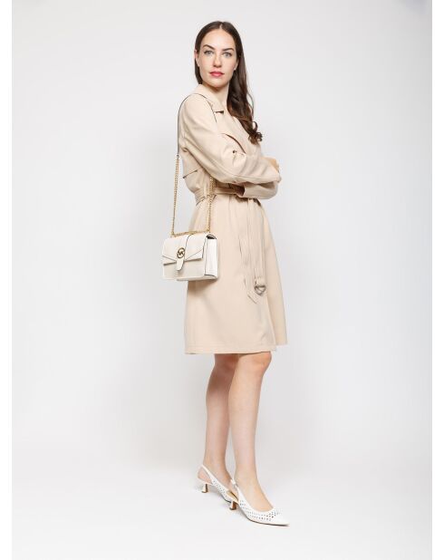 Greenwich schoudertas met kleine klep Creme -20x18x8 cm