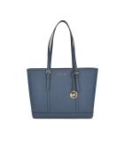 Jet Set Travel grote marineblauwe leren draagtas-43x29x16 cm