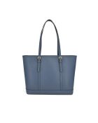Jet Set Travel grote marineblauwe leren draagtas-43x29x16 cm