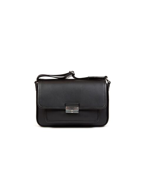 Bradshaw middelgrote zwarte leren koerierstas -23,5x6,4x5,7 cm