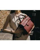 Bolso de mano Nix Bordeaux de piel - 30x22x8 cm