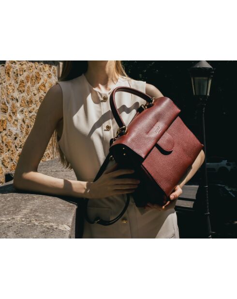 Nix Bordeauxrote Lederhandtasche - 30x22x8 cm