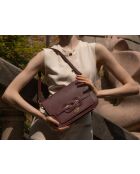 Sac porté épaule en Cuir Ambre Bordeaux - 26x17x8 cm