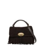 Louis Schultertasche aus Samt aus Leder mit mokkafarbenen Fransen - 28x20x9 cm