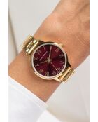 Montre en quartz pour femme rayons de soleil rouge dorée