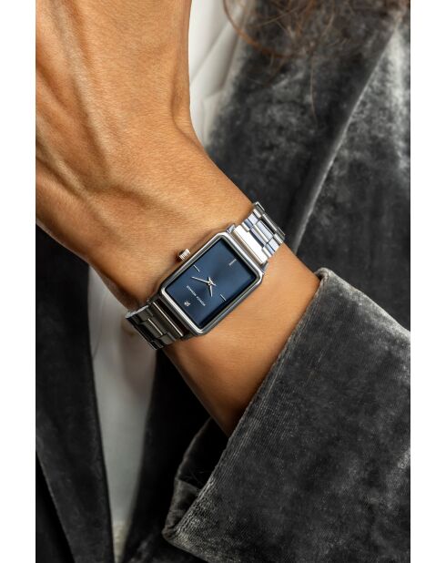 Montre en quartz pour femme rayons de soleil argentée