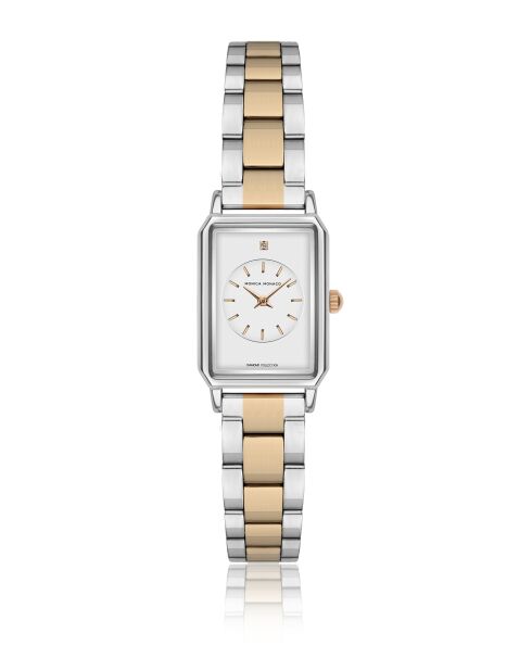 Montre en quartz pour femme argenté/doré rose