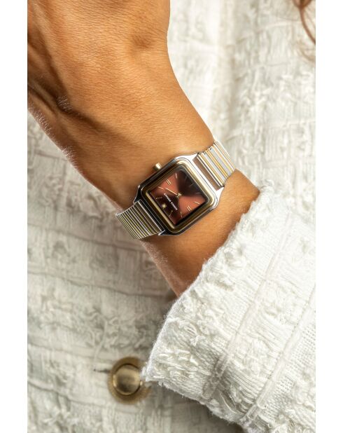 Montre en quartz pour femme rayons de soleil argenté/doré