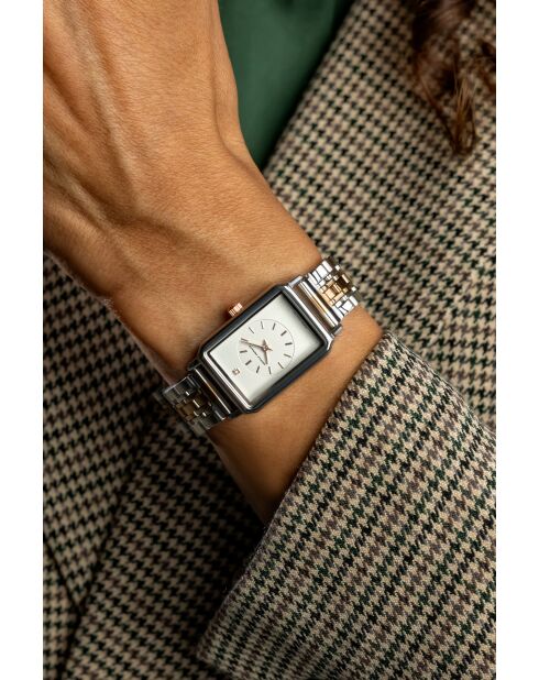 Montre en quartz pour femme argenté/doré rose