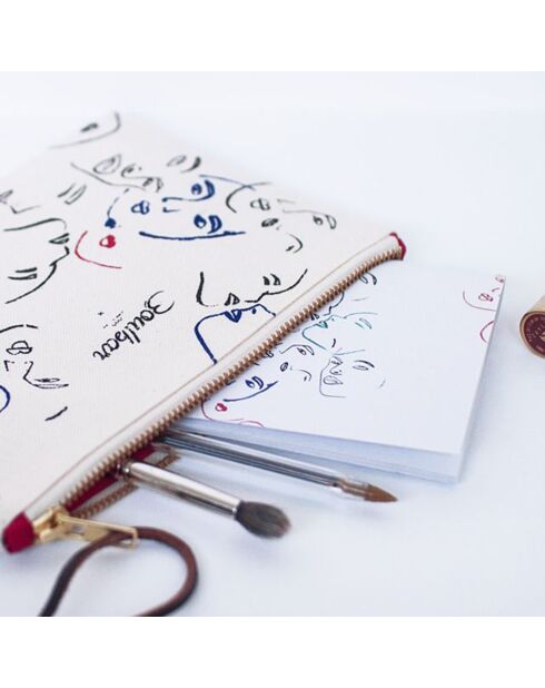 Pochette Face à Face 100% Coton Bio crème - 16x22 cm