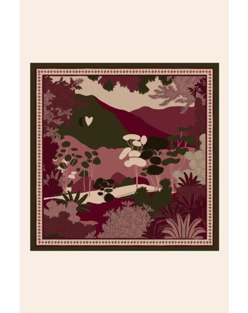 Khakifarbener Schal aus 100% Baumwolle - 100x100cm