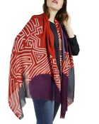 Rundschal aus 100% roter Wolle, dreieckig, 70 x 180 cm