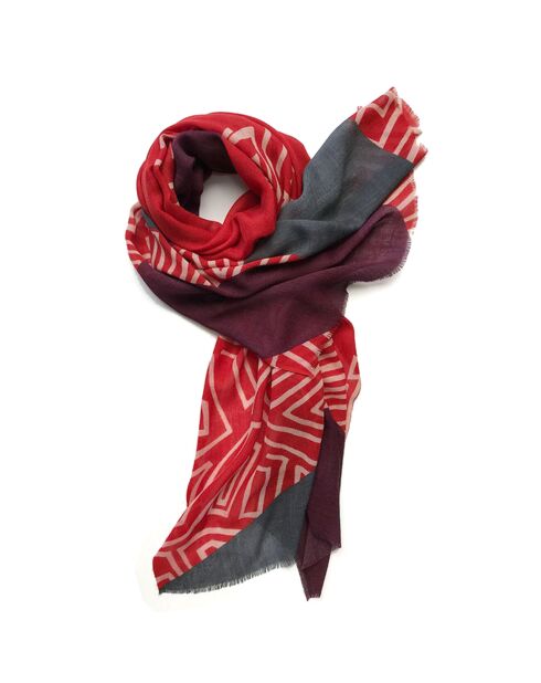 Rundschal aus 100% roter Wolle, dreieckig, 70 x 180 cm