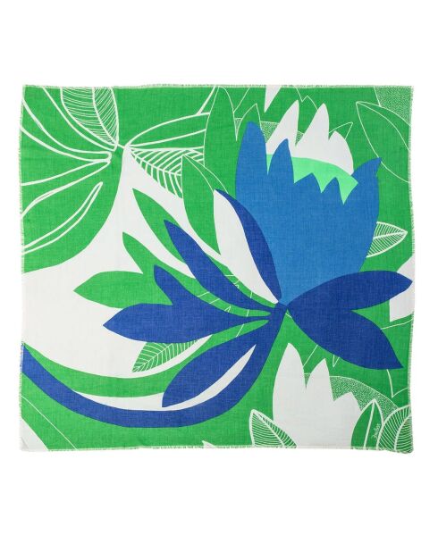 Quadratische grüne Tulpe aus 100% Bio-Baumwolle - 130x130 cm