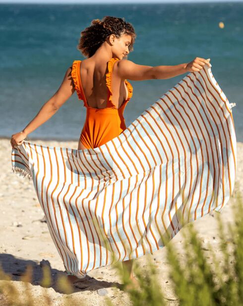 Fouta de plage bleu - 100x200 cm