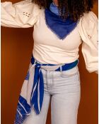 Spitze aus 100% Bio-Baumwolle, blaues Quadrat - 65x65 cm