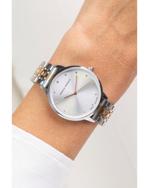 Montre en quartz pour femme rayons de soleil argenté/doré