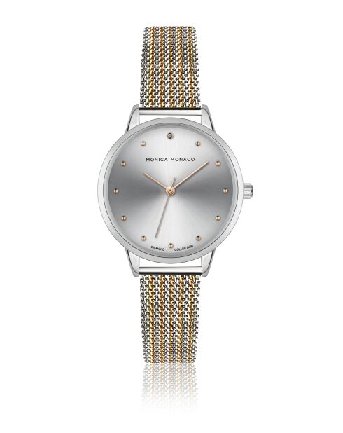 Montre en quartz pour femme rayons de soleil argenté/doré rose