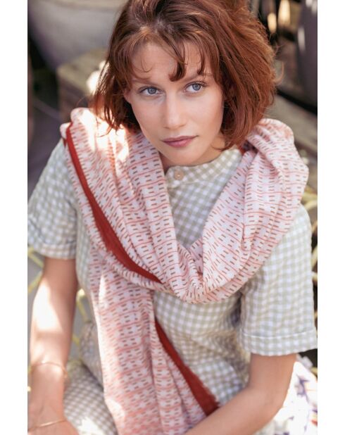 Rosafarbener Schal aus 100% Bio-Baumwolle, 100 x 200 cm