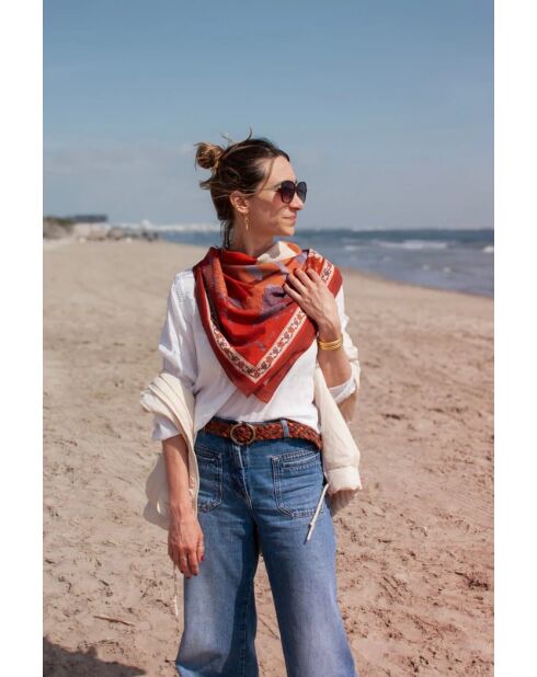 Sjaal van 100% rood katoen - 100x100cm