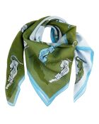 Blauwe sjaal van katoen en zijde - 100x100 cm