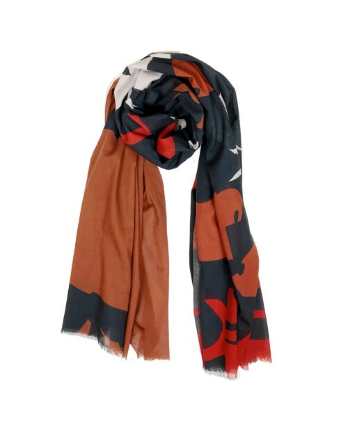 Stola marrone Vertige 100% cotone biologico - 200x100 cm