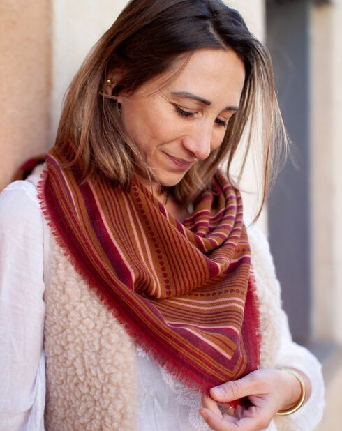 Lines bronzen sjaal van 100% wol - 100x100 cm