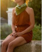 Khakifarbene Spitze aus 100% Bio-Baumwolle, quadratisch, 65 x 65 cm