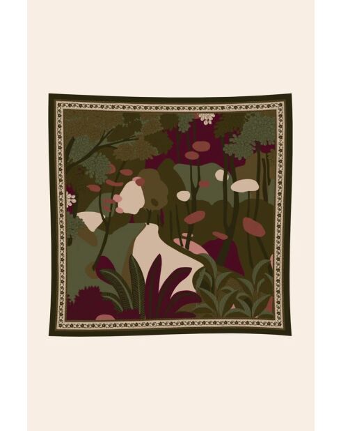 Khakifarbener Schal aus 100% Baumwolle - 100x100cm