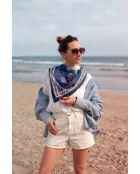 Mitternachtsblauer Schal aus 100% Baumwolle - 100x100cm