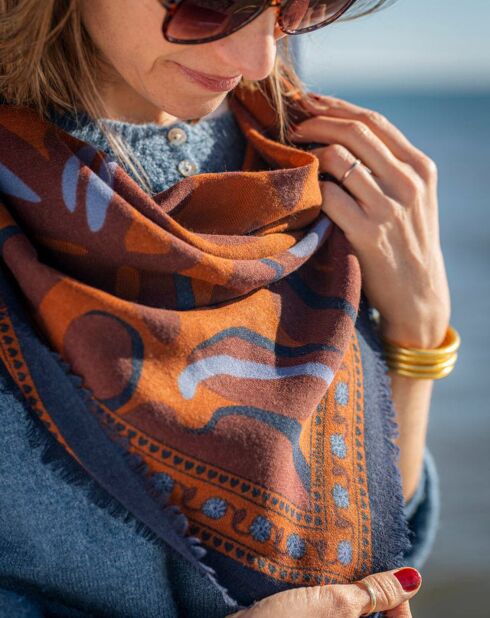 Schal aus 100% Wolle Blue Sparkle - 100x100 cm