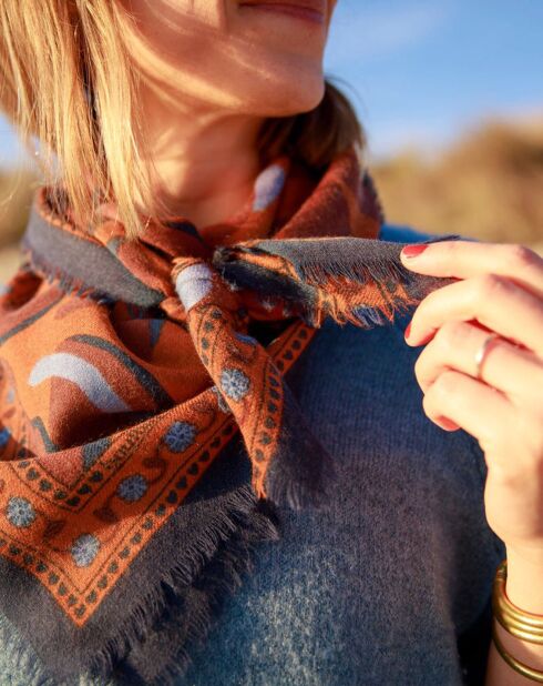 Schal aus 100% Wolle Blue Sparkle - 100x100 cm