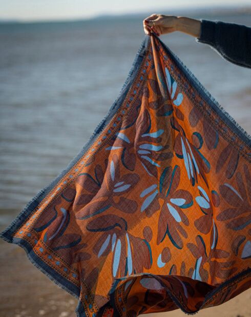 Schal aus 100% Wolle Blue Sparkle - 100x100 cm