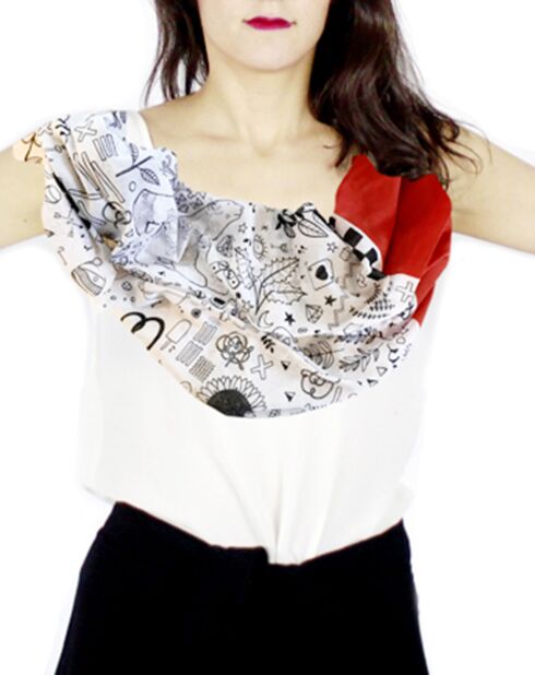 Etole 100% Coton bio Doodle rouge - 200x100 cm