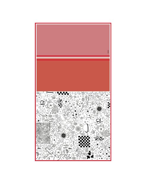Etole 100% Coton bio Doodle rouge - 200x100 cm