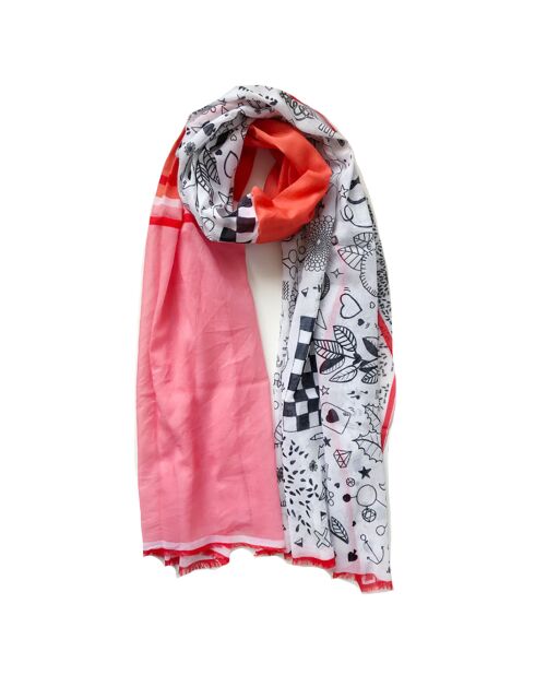 Etole 100% Coton bio Doodle rouge - 200x100 cm