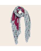 Bufanda verde 100% lana superpuesta - 100x200 cm