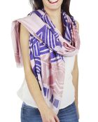 Roze stola van 100% biologisch katoen met strepen - 200x100 cm