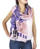 Roze stola van 100% biologisch katoen met strepen - 200x100 cm