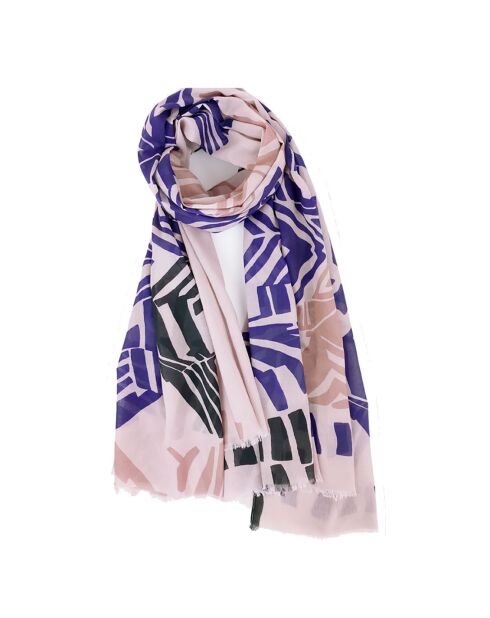 Roze stola van 100% biologisch katoen met strepen - 200x100 cm