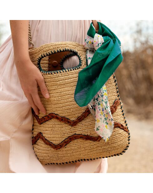 Quadratisches grünes Mosaik aus 100% Bio-Baumwolle - 22x22 cm