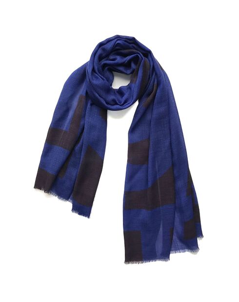 Typo sjaal van 100% blauwe wol - 70x180 cm