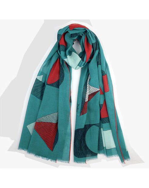 Schal aus 100% Biobaumwolle Green Hatches - 100x200 cm