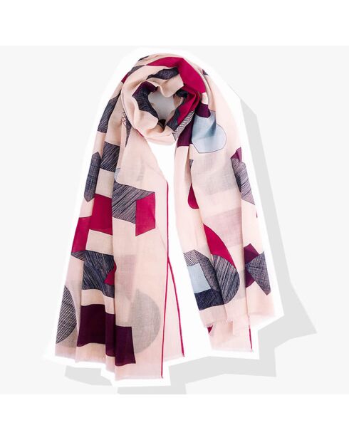 Sjaal van 100% biologisch katoen, roze luiken, 100x200 cm