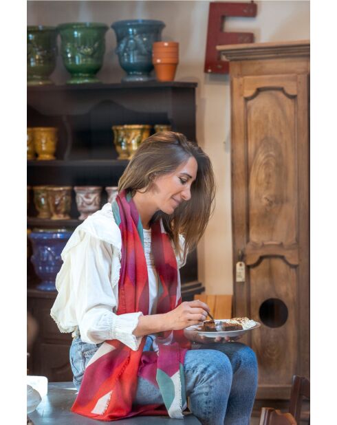 Foulard 100% laine rouge - 70x180cm