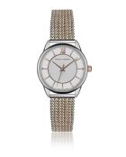 Montre en quartz pour femme texture argenté/doré rose
