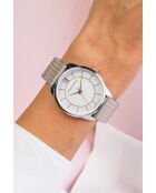 Montre en quartz pour femme texture argenté/doré rose