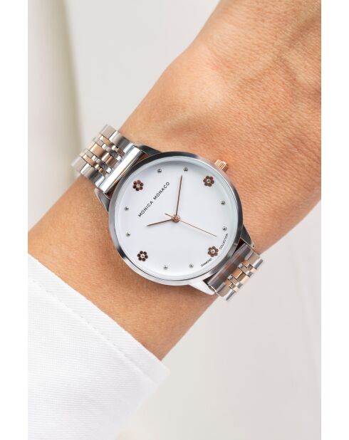 Montre en quartz pour femme argenté/doré rose